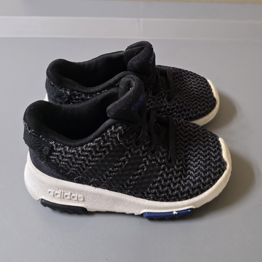 Adidas Black and White Sneakers with Knit Upper and Slip-On Design